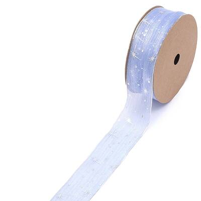 20 Yards Silver Stamping Star Organza Ribbons