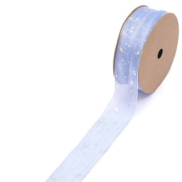 20 Yards Silver Stamping Star Organza Ribbons