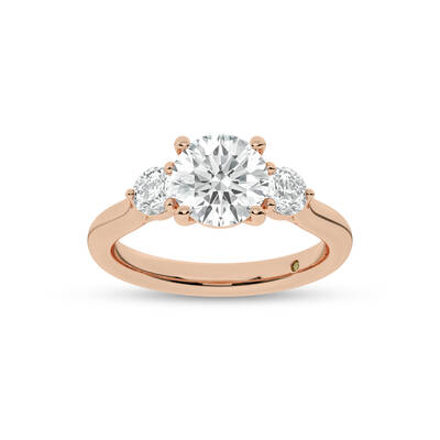 Aevum Classic Three Stone Round Lab Grown Diamond Engagement Ring | 14K Rose Gold 4 CT. TW.