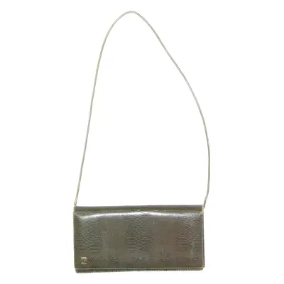Womens Clutch Bag Green Leather 90s