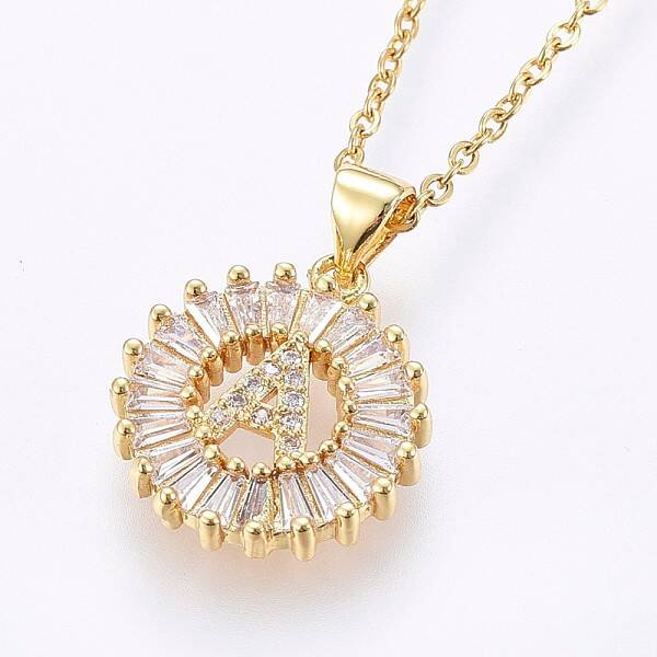 304 Stainless Steel Initial Pendant Necklaces