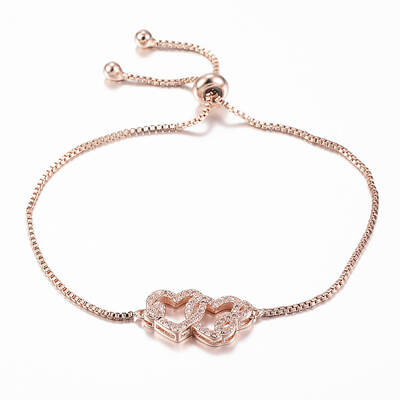 Adjustable Brass Micro Pave Cubic Zirconia Slider Bracelets