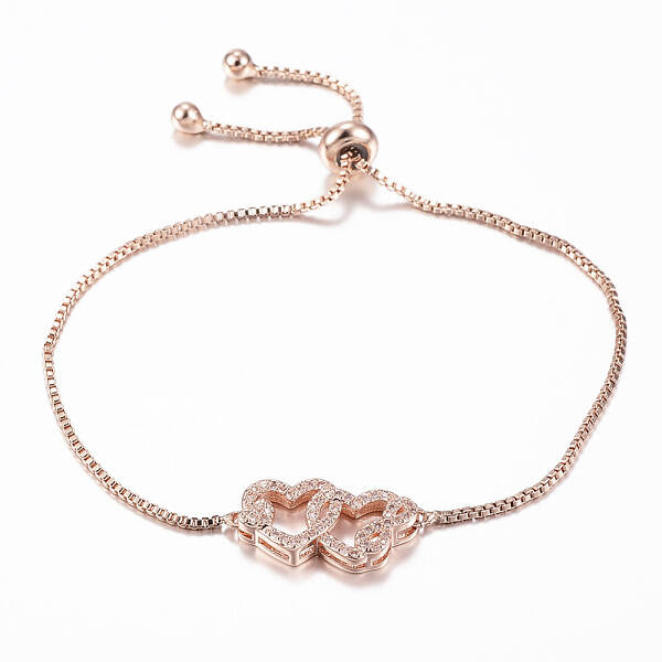 Adjustable Brass Micro Pave Cubic Zirconia Slider Bracelets