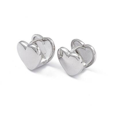 Brass Heart Hoop Earrings for Women