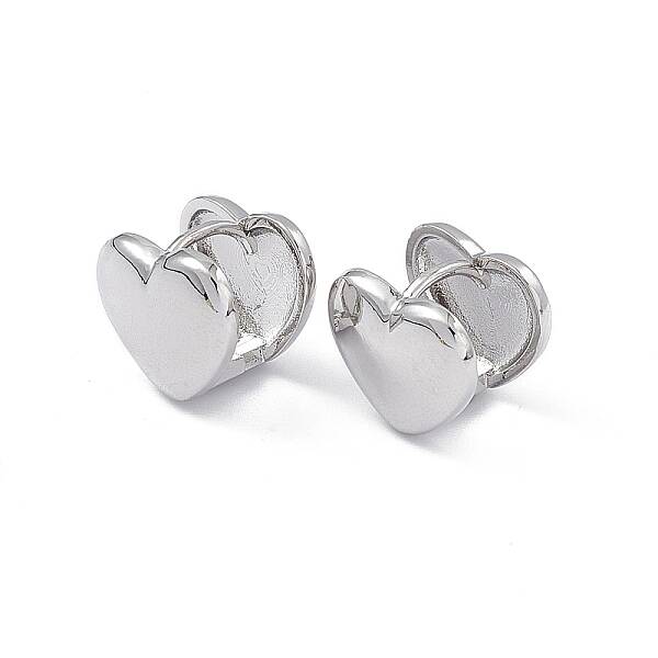 Brass Heart Hoop Earrings for Women