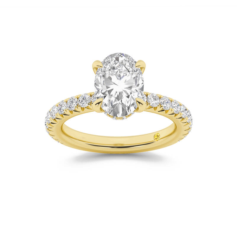 Embers Three Quarter Coverage Hidden Halo Oval Lab Grown Diamond Engagement Ring | 18K Yellow Gold 4 1/2 CT. TW.