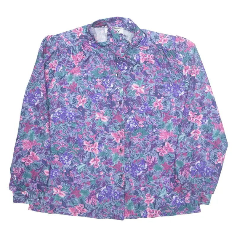 TEDDI Womens Printed Shirt Purple Collared Long Sleeve Floral M