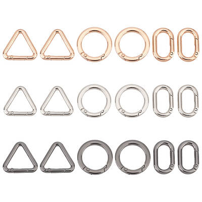18Pcs 9 Styles Alloy Spring Gate Rings