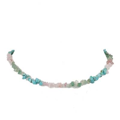 Natural Rose Quartz & Howlite & Green Aventurine Chip Beaded Necklaces