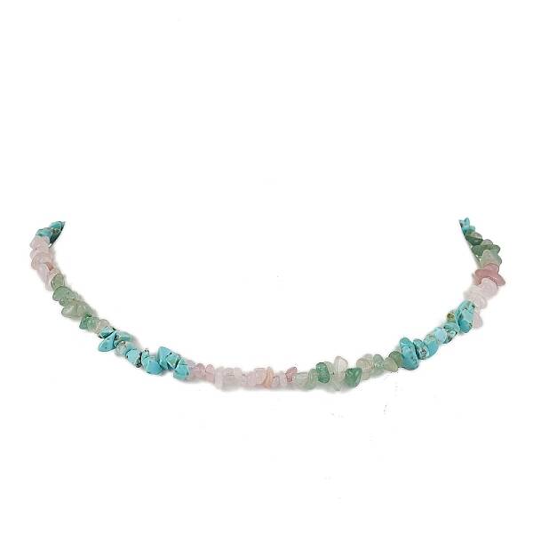 Natural Rose Quartz & Howlite & Green Aventurine Chip Beaded Necklaces