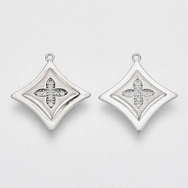 Brass Micro Pave Clear Cubic Zirconia Pendants