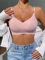 Women's Plain Seamless Bra, Casual Regular Fit Smooth Medium Stretch Solid Wireless Bra, Soft Basic Comfy Breathable Seamless...