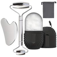 3 in 1 Facial Massage Care Set, 1 Set Stainless Steel Ice Face Roller & Scraping Set, Facial Care Tool for Lifting, Shaping, ...