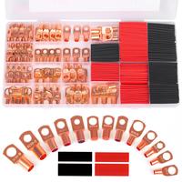 260Pcs Hand Tools Kits,Copper Wire Lugs,Terminal Connectors,Used on AWG12 10 8 6 4 2 Cable,Heat Shrink Set,Bare Copper Eyelet...