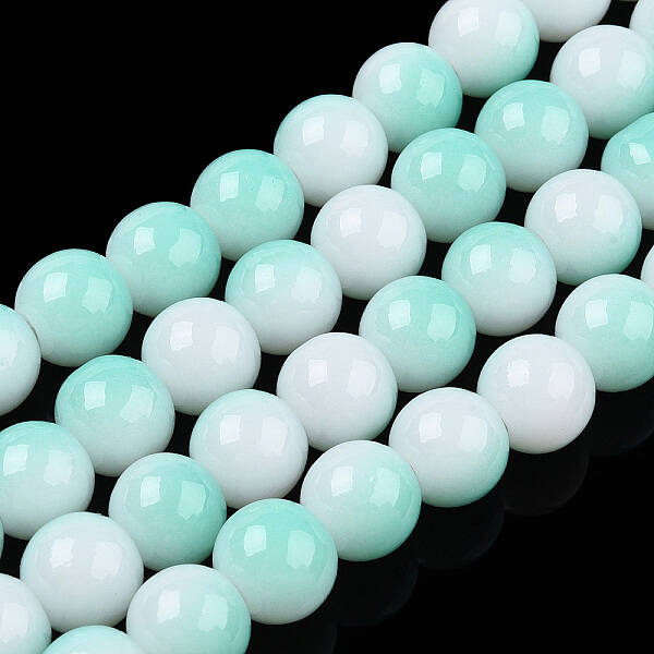 Two Tone Opaque Baking Painted Glass Beads Strands