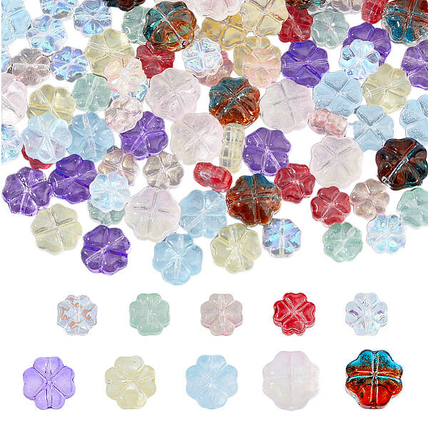 100Pcs 10 Style Transparent Czech Glass Beads