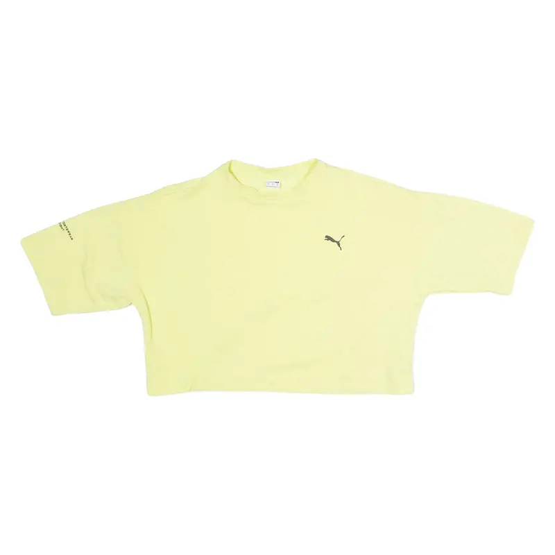 PUMA Cropped Womens T-Shirt Yellow Crew Neck XS