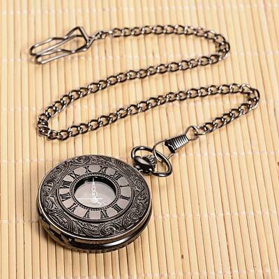 Openable Flat Round Alloy Pendant Pocket Watch