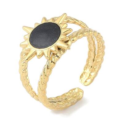 Ion Plating(IP) 304 Stainless Steel Enamel Cuff Finger Rings