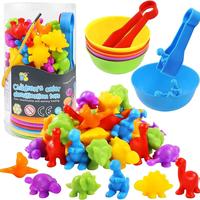 1 Set Color Classification & Sensory Training Toy, Counting Dinosaur Toys, Matching Games with Sorting Bowls, Early Education...