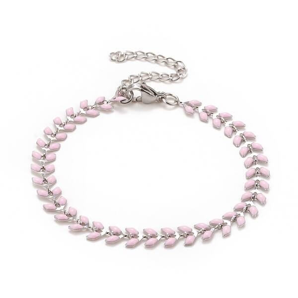 Enamel Wheat Link Chains Bracelet