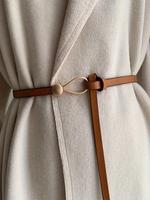 Women's Elegant Solid Color Pu Leather Belt, Fashionable Knotted Casual Waist Belt for Dress & Jeans, Modern Buckle Belts, Tr...