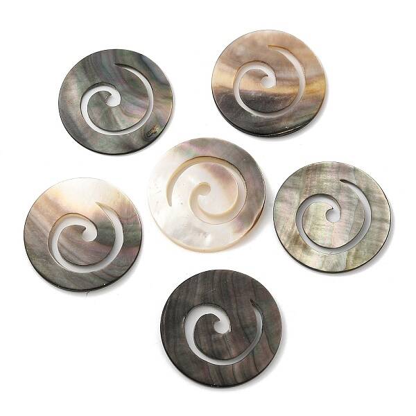 Natural Black Lip Shell Vortex Cabochons