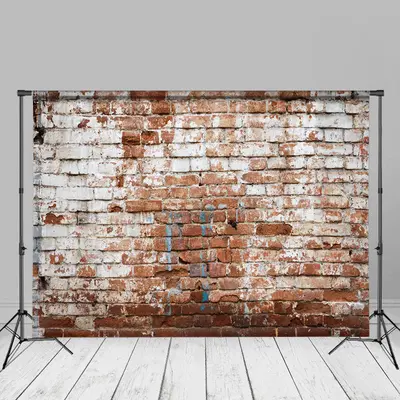 Vintage White Red Brick Wall Photo Studio Backdrop - Aperturee