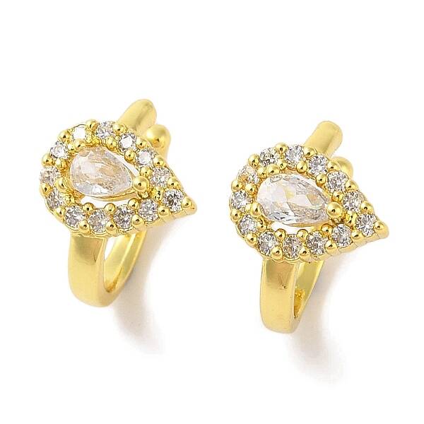 Teardrop Brass Cuff Earrings