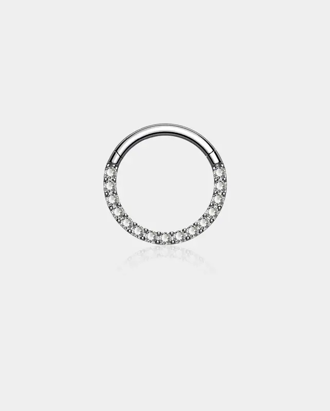 CZ Titanium Front Hinged Segment Helix Daith Ring - 10mm