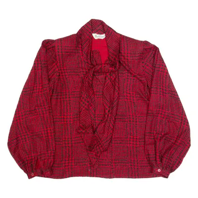 BELLINO Womens Printed Blouse Red Collared Long Sleeve Crazy Pattern M