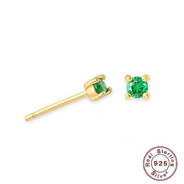 Golden Sterling Silver Micro Pave Cubic Zirconia Stud Earring