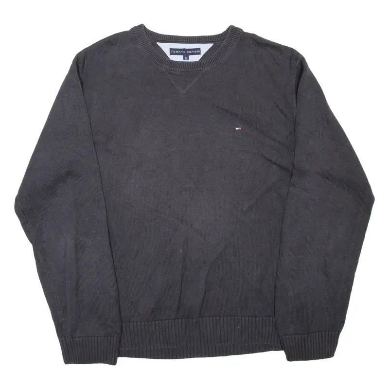 TOMMY HILFIGER Mens Jumper Black Tight Knit XL