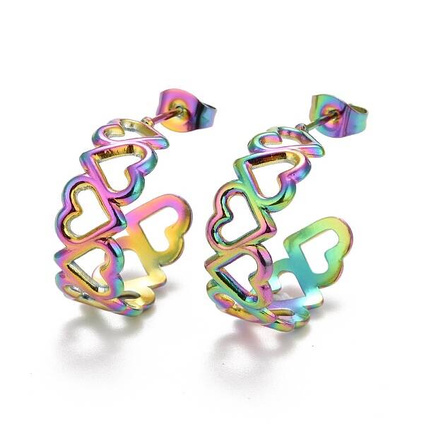 Ion Plating(IP) Rainbow Color 304 Stainless Steel Stud Earrings for Women