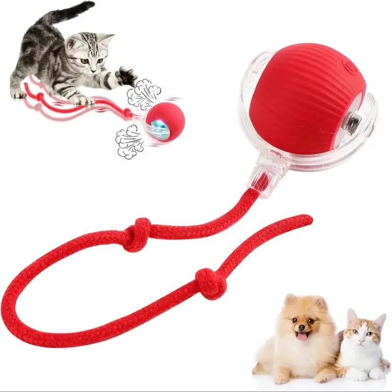 Interactive Smart Ball with Tail Accessories, 1 Box Rolling on Carpet Fast Indestructable Smart Rolling Cat Toys, Pet Supplie...