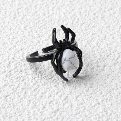Natural Howlite Spider Open Cuff Rings