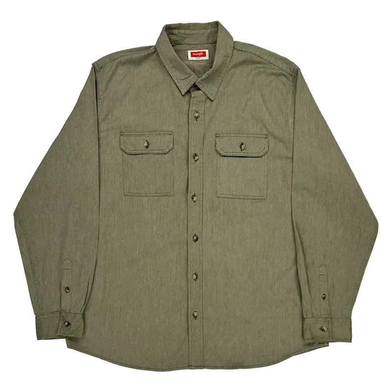 Wrangler Shirt - XL Khaki Cotton Blend
