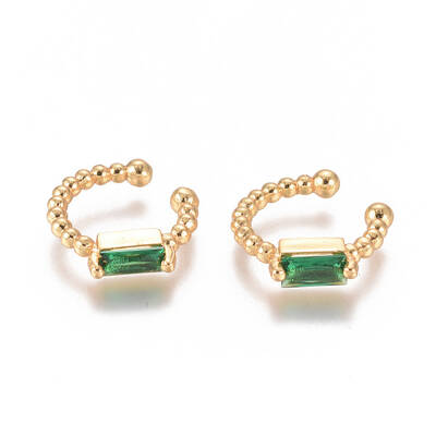 Golden Plated Brass Micro Pave Cubic Zirconia Cuff Earrings