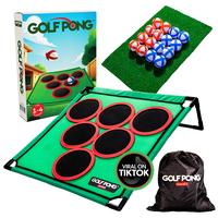 Golf Pong Game Set | Indoor & Outdoor Golf Beer Pong - Includes 16 Velcro Balls, Chipping Mat & Carrying Case | Fun Game for ...