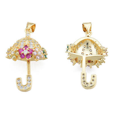 Brass Micro Pave Colorful Cubic Zirconia Pendants