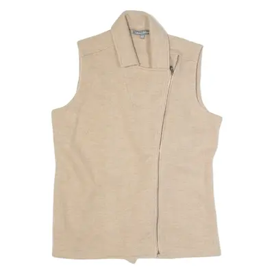 LAURA ASHLEY Womens Gilet Beige Wool UK 14