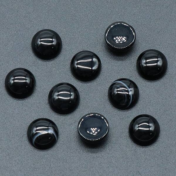 Natural Dyed & Heated Black Agate Cabochons