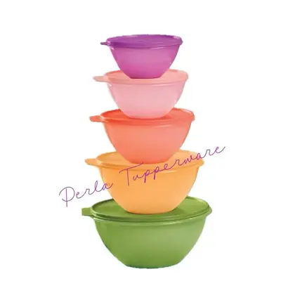 Heritage Wonderlier 5 Piece cap 350 ml 785ml 1.3 L 1.8L 3L Food Storage Bowl Set in Assorted Colors, Dishwasher Safe, BPA Fre...