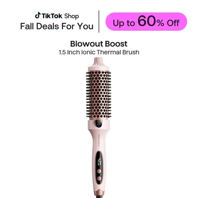 Wavytalk Blowout Boost Ionic Thermal Brush 1 1/2 Inch with LED Display, 300℉-420℉ for Different Hair Types, 120-240V Univ...