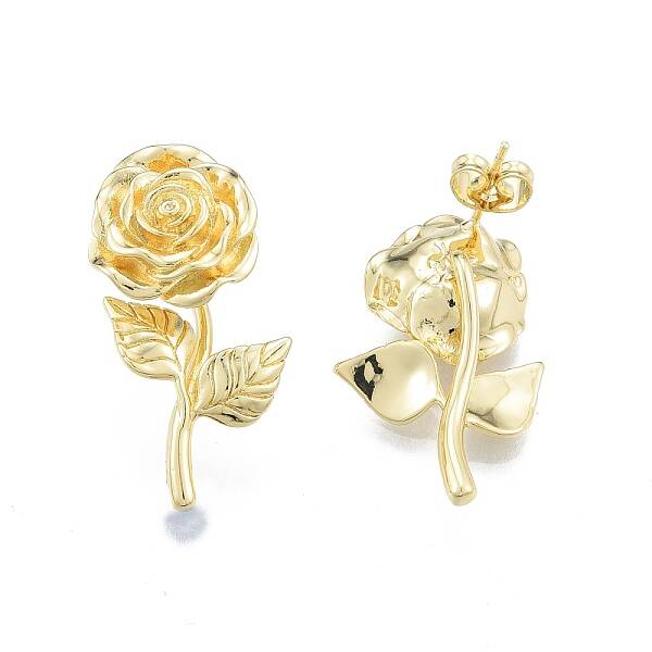 Brass Rose of Life Stud Earrings for Women