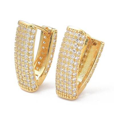 Brass Micro Pave Cubic Zirconia Hoop Earrings