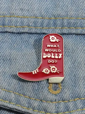 Summer 2024 Fashionable Red Boot Design Brooch Pin, What Would Dolly Do Brooch, Unisex Clothes Accessories