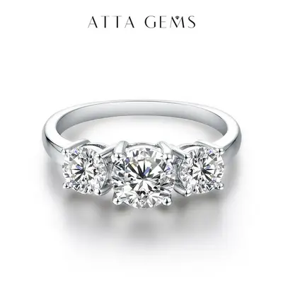 3 Stone Synthetic Moissanite Ring D Color VVS1 for Women Birthday Gift Engagement Wedding Anniversary fine jewelry R014