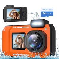 8k Digitalcamera travel camera,70MP waterproof camera,10 meters underwater Snorkeling vlogging Camera 18X digital zoom,with A...