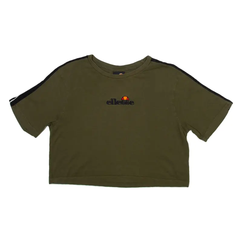 ELLESSE Cropped Womens T-Shirt Green UK 10